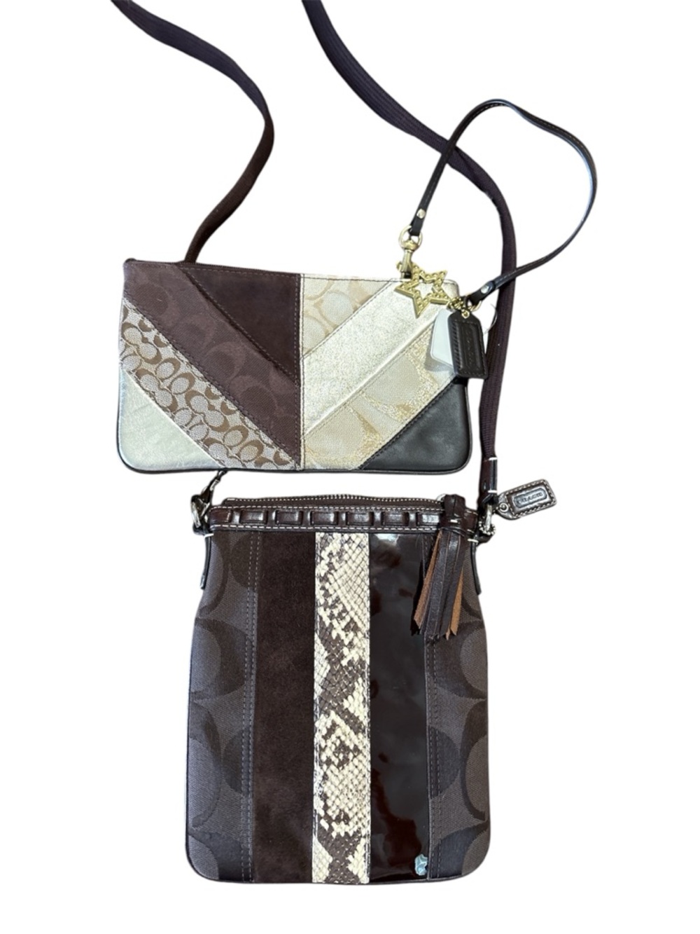 Coach Patchwork Wristlet with two bag charms